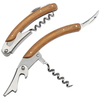 Livepac-Office Kellnermesser aus Metall und Bambus mit Öffner, Folienschneider und Korkenzieher