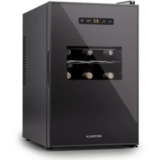 Klarstein Freistehender Weinkühlschrank 1 Zone, Getränkekühlschrank Klein, Kleiner Weinschrank, Wein-Kühlschrank Klein mit Glastür, Indoor/Outdoor Flaschenkühlschrank, Wine Fridge, 15 Flaschen