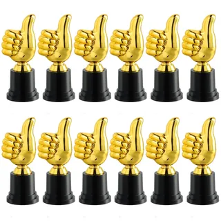 Granvoo 12 Pokal Kinder Set, 15,2 cm/13 cm Mini Goldene Trophäen aus Kunststoff, Kleine Siegertrophäe für Schulauszeichnungen, Partys, Feiern und Sport (13cm)