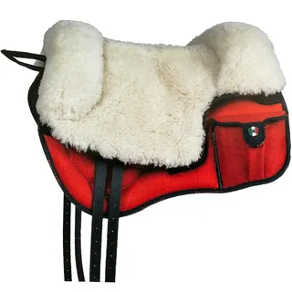 PIONEER Reitsattel aus widerstandsfähigem und atmungsaktivem Air Mesh für Natural Horsemanship, Made in Italy mit Woll-Sattelsitz, Bareback 60x45cm mit Neoprengurt - fluogelb