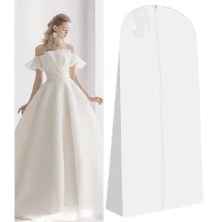 Kleidersack Brautkleid Kleidersack Lang 180 cm Anti-Staub Atmungsaktiver Kleidersäcke Lang mit reißverschluss,Wasserdicht Schutzschild für Brautkleider Abendkleider Mäntel Lange Mäntel-Weiß