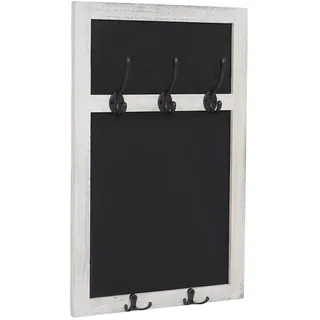 Mendler Wandgarderobe HWC-C51, Garderobe Kreidetafel Wandtafel, 5 Haken 55x34cm ~ weiß, shabby