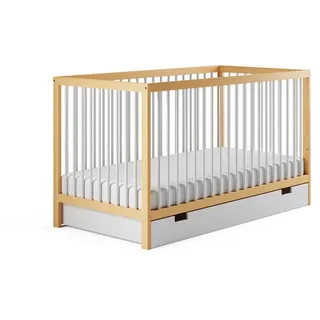 Kids Collective Babybett, Natur, Weiß, Holz, Buche, 60x120 cm, Babymöbel, Babybetten, Gitterbett