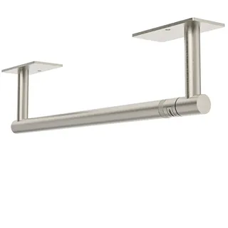 WZRUA Küchenrollenhalter ohne Bohren, Selbstklebend oder Wandmontage, Küchenrollenhalter Edelstahl unter Küchenschränken, Doppelsäulenrotation zum Austausch Küchenrollenpapier, Gebürstetes Nickel