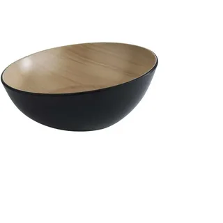 APS Schale FRIDA LOOK, Ø 21,5 cm, Höhe 7/8,5 cm, Melamin, schwarz/Holzoptik