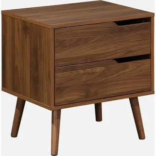 sweeek - Nachttisch mit Holzdekor, nussbaumfarben, 2 Schubladen