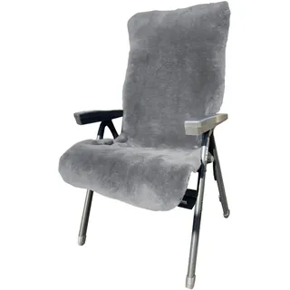 Heitmann-Felle Überwurf HEITMANN FELLE "Lammfell-Auflage für Garten- und Campingstühle, Sitzauflage", grau, B:60cm L:130cm, Lammfell, Wohndecken, geschorenes Lammfell, warm & kuschelig, perfekt für Garten und Camping