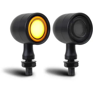 DREAMIZER Mini LED Blinker Motorrad, CNC 12V blinker e Scooter Universal Blinker, Amber&Weiß Licht Kompatibel mit Harley Honda Kawasaki Suzuki Triumph Yamaha, 2 Stück
