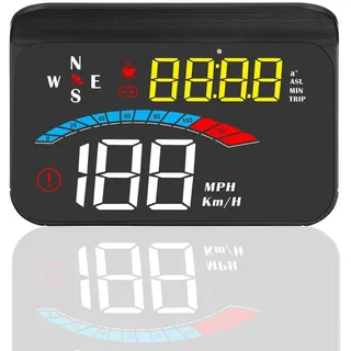 Head up Display Auto, 3.5 Zoll HUD GPS iKiKin Auto HUD Display für alle Autos und LKWs, Windschild-LED-Projektor, HUD-Reflexionsfilm, Geographisches Positionierungs System Tachometer, Plug & Play