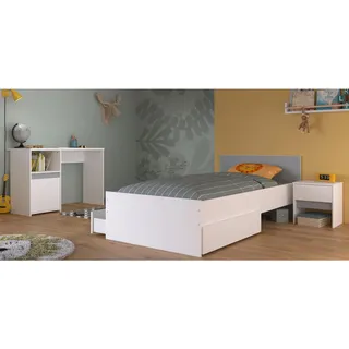 Parisot Meuble Kinderzimmer, Weiß, Holzwerkstoff, Uni, 1 Fächer, 3 Schubladen, Rechteckig,Rechteckig, 203x75x100 cm, Kinder- & Jugendzimmer, Jugendmöbel, Komplette Kinder- & Jugendzimmer