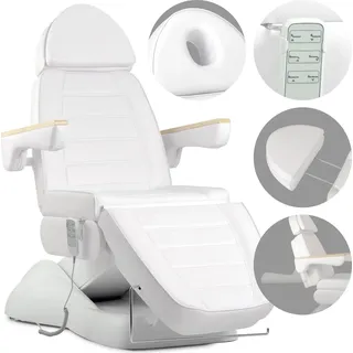 Habys Leo PRO 4 Kosmetikliege Massageliege Kosmetiksessel Kosmetikstuhl | Höhenverstellbar Elektrisch | 204 x 63 cm | Weiß - Weiß