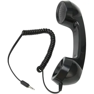 Retro-Telefonhörer, Ersatz-Retro-Telefonhörer, Tragbarer Handy-Empfänger, Universell für Smartphones, Computer mit 3,5-mm-Kopfhöreranschluss (Schwarz)