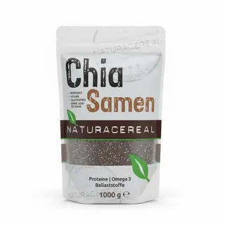 Naturacereal Chia Samen 1kg – Reich an Omega-3, Ballaststoffen & Quelle pflanzlichen Proteins, Antioxidatives Kraftpaket, Ideal für Smoothies, Puddings & mehr – Ethisch geerntet