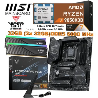 Aufrüstkit AMD Ryzen 7 9850X3D MSI X870E GAMING PLUS WIFI 32GB DDR5 6000MHz RGB
