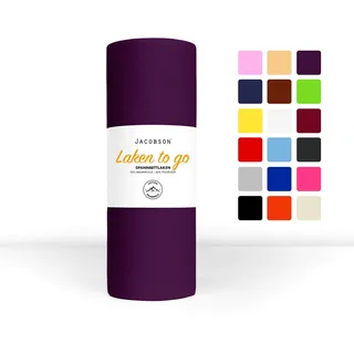Jacobson Laken to GO Spannbettlaken Jersey Spannbetttücher Bettlaken 50% Baumwolle 50% Polyester (180x200-200x200cm 1er Set, Royal Lila)