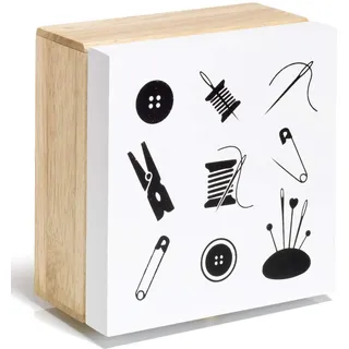 Prym 612587 Sortimentskasten Holzmotiv Nähen, Mehrfarbig, Einheitsgröße