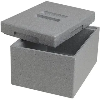 Climapor Transportbox mini aus Styropor, grau - Volumen: 25,5 x 35 x 21 cm (9 Liter) - Wandstärke: 1,75 cm bzw. 2 cm - Thermobox aus EPS - 1 Stück
