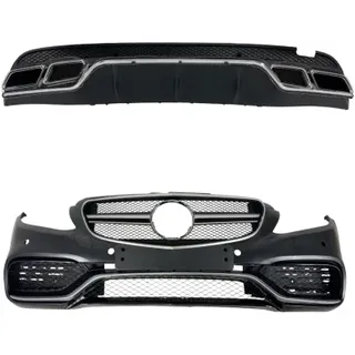 Frontstoßstangen‐Paket für Mercedes C‐Klasse W205 (ab 2014) – AMG‐Look mit Heckschürzenaufsatz und Endrohrblenden