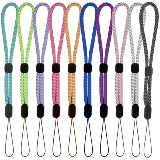 Tucnoeu 10PCS Handschlaufe Handy, Reflektierende Verstellbare Handyband Kurz für Kamera, Schlüssel, USB-Stick