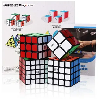 ROXENDA Zauberwürfel Set, Speed Cube Set mit 2x2 3x3 4x4 5x5 Zauberwürfel mit Geschenkbox, Geheimes Tutorial für Speed Cube (Sticker Cube)