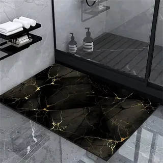 Badezimmerteppich, Badematte Rutschfest, Badematten Badteppich Badvorleger Rutschfest Waschbar, Duschvorleger, Bad Teppich Badezimmer Teppiche, Bathroom Mat, Stone Bath Mat, Badematte Marble 120x160cm