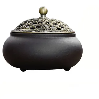 FCSHFC Keramik Knoblauchtopf Kreativität Heim Drinnen Zwiebel Aufbewahrung Retro Knoblauchglas Küchendekor Knoblauch Aufbewahrung, Zwiebeltopf (Color : Schwarz)