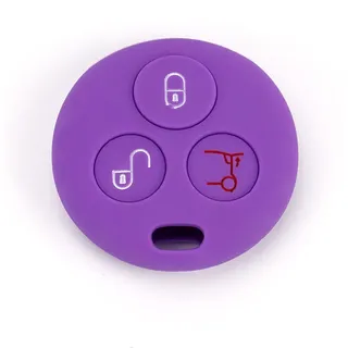 Autoschlüsselhülle Kompatibel mit Smart 450 mit 3 Fernbedienungstasten - Autoschlüsselhülle Fernbedienungshülle - Autoschlüsselhülle - Silikonhülle (Viola, COVER)