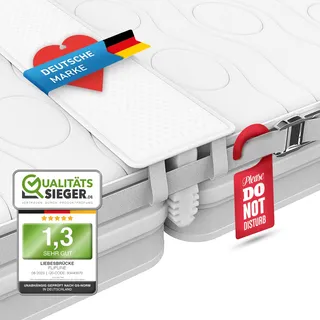 FlipLine Matratzenbrücke [200x18cm] - mit Transporttasche - Gurt für sicheren Halt - Weiß
