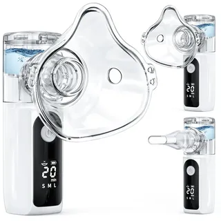 Inhalationsgerät Inhalator, Tragbar Inhaliergeräte Leise Inhalator Vernebler für Erwachsene und Kinder, USB Wiederaufladbar Inhalator für Reisen und Zuhause