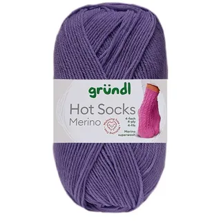 Gründl Hots Socks Merino uni, 4-fädige Sockenwolle, 50 g /200m,75% Schurwolle (Merino, superwash), 25% Polyamid,mulesing frei, Öko-tex Standard, (18 lila)