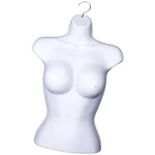 Harilla Hängende Schaufensterpuppe, Körper-Torso, Damen-Schneiderpuppe, mit Aufhängehaken, Damen-Halbkörper-Schneiderpuppe, Hohlrücken-Torso, Weiß