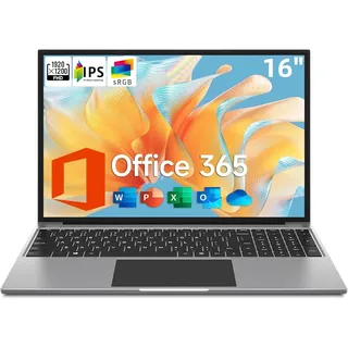 jumper Laptop 16 Zoll FHD IPS 1200p Bildschirm, 4 GB RAM 128 GB SSD bis zu 2,5 GHz Celeron 5305U, Notebook installiert 1 Jahr 365 Office, Bluetooth 4.0, USB 3.0 × 2, 1TB SSD Slot Erweiterung, HDMI