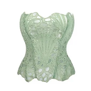 Hotcinab Damen Vollbrust Corsage Floral Korsett Überbrustkorsett mit Schnürung Gothic Vintage Corsagen Blumen Spitzenkorsett Schnürkorsett Bauchweg Vollbrust für Halloween Party