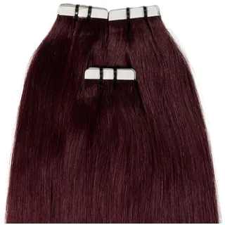 hair2heart Tape Extensions Premium Echthaar #55/66 Hellbraun Intensiv Violett-Intensiv Haarextensions 10 ct Schwarz Damen