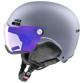 uvex hlmt 500 Visor V - Skihelm für Damen und Herren - mit Visier - individuelle Größenanpassung - Strato met matt - 52-55 cm