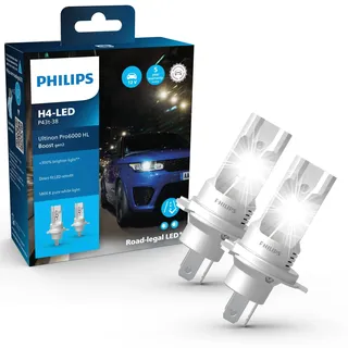 Philips Ultinon Pro6000 Boost gen2 Direct-fit H4-LED Scheinwerferlampe mit Straßenzulassung*, +300% helleres Licht**