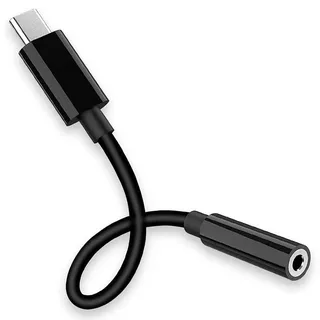 OcioDual USB Typ C Male auf 3.5 mm TRRS OMPT Klinke Adapter Female Schwarz Kopfhörer Kopfhöreranschluss Aux Jack Mini Kabel