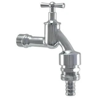 Auslaufventil (Wasserhahn) 1/2'' - chrom, mit Belüfter, Rückflußverhinderer und Schlauchverschraubung 3/4''