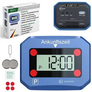 fouraces elektronische Parkscheibe KFZ Elektronische Parkscheibe 10x8cm blau mit Zeitumstellung