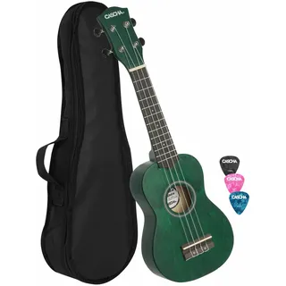 HAGE MUSIKVERLAG Soprano Ukulele Linden Green (incl. Bag unpadded, 3 Picks)