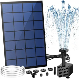 AISITIN Solar Solarbrunnen 2,5W DIY Solar Teichpumpe mit 1,2M Wasserleitung | Solar Springbrunnen für Außen mit 6 Fontänenstile, Solarbrunnen für Draussen für VogelBad, Solar Teichpumpe für Garten, Teich