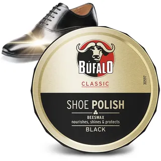 Bufalo Classic - Shoe Polish, Betuna für Schuhe, Pflege der Schuhe, Creme Schwarz, schützt und verleiht Glanz, optimal für glatte und rustikale Haut, Dose mit 75 ml