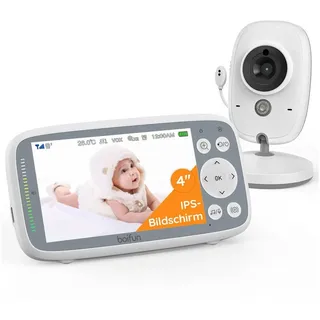 Boifun Babyphone Babyphone mit Kamera 4 Zoll Video babyphone mit VOX Modus Babyphone, Temperaturüberwachung, Gegensprechfunktion Video Überwachung, 1-tlg., 4 Zoll Digital IPS Bildschirm Wireless, Two-Way Audio, Wiegenlieder, 2024 Verbessert Babyphone ideal für Eltern