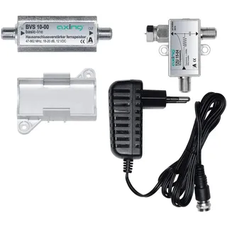 axing/skt Axing BVS10-01 Miniatur-Inline-Verstärkerset, 18-20 dB, Verstärker, Netzteil, Fernspeiseweiche BVS01001 BVS 10-01