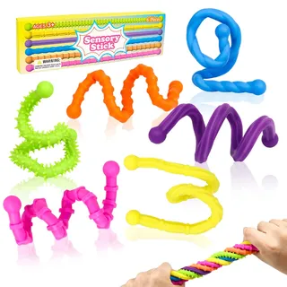 Jovicos Fidget Toys Set, 6 Stück Silikon Sensorik Stick, Anti Stress Spielzeug Sensorik Spielzeug für ADHS, Antistress, Autismus, Stressabbau zur Kinder ab 3 Jahr & Erwachsene
