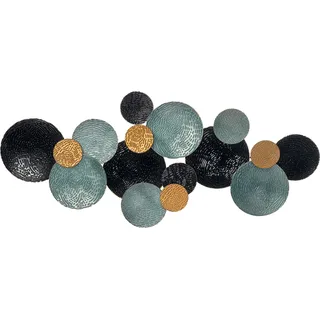 HOMCOM 3D Wandbild Metallbild Wandskulptur moderne Wohnzimmerkunst 121x53cm in Gold Schwarz Blau für stilvolle Dekoration   Aosom.de