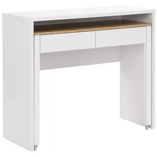 vente-unique Konsolenschreibtisch, Natur, Holz, 2 Schubladen - Weiß & Holzfarben - LOAVIA