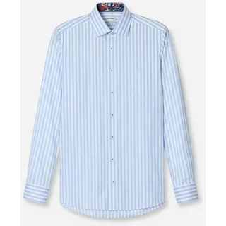 Olymp Langarmhemd "Level 5", Damen, Gr. 39, N-Gr, blau (bleu), Web, Obermaterial: 97% Baumwolle, 3% Elastolefin, 2-Knopf-Manschette, Hemden Langarmhemd, gestreift, body fit, New York Kentkragen, Businesshemd