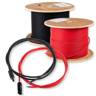 Protron Solarkabel Anschlusskabel zum Laderegler, 2x 100m 4mm2 Paar rot + schwarz, 0% MwSt. PV Solar Kabel Solarleitung Stecker vormontiert für MC4, TÜV geprüft H1Z2Z2-K, Kabelsatz Made in Germany