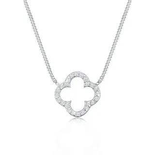 Elli Kette mit Anhänger Kleeblatt Zirkonia 925 Silber